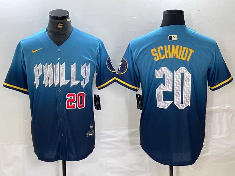 Mens Philadelphia Phillies #20 Mike Schmidt Blue 2024 City Cool Base Jerseys->philadelphia phillies->MLB Jersey
